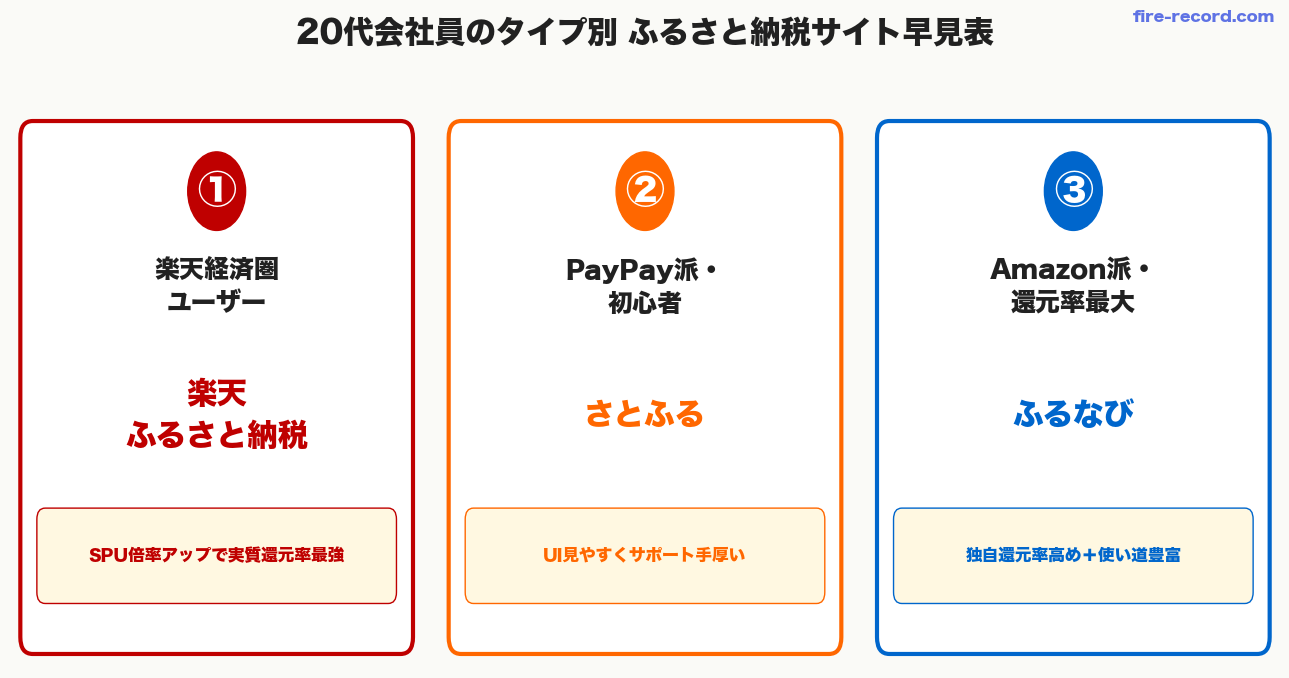 20代会社員タイプ別おすすめふるさと納税サイト