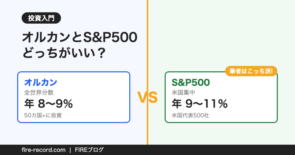 オルカン（年8〜9％）とS&P500（年9〜11％）を比較するアイキャッチ画像